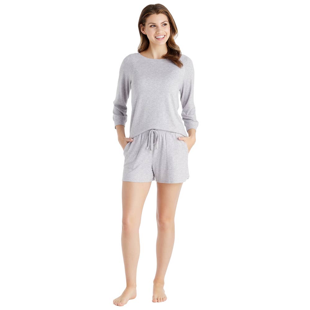 Dream 3/4 Sleeve Boat Neck Top and Short Set Lounge Set