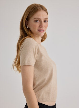 Short Sleeve Crew Neck Knit Short Sleeve