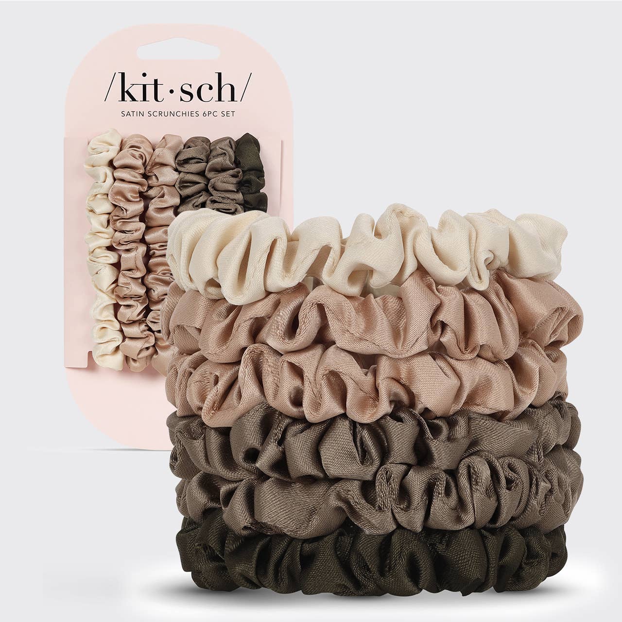 Ultra Petite Satin Scrunchie 6pc-Eucalyptus