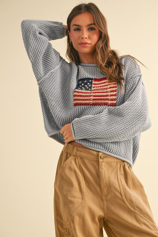 Flag Knitted Sweater Top