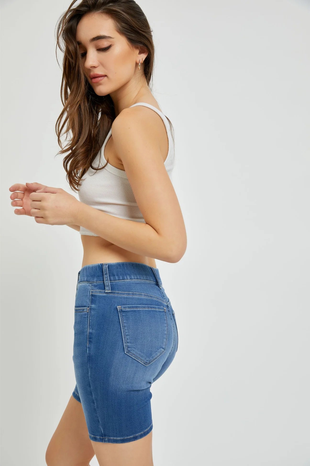 Pull on Denim Biker Short