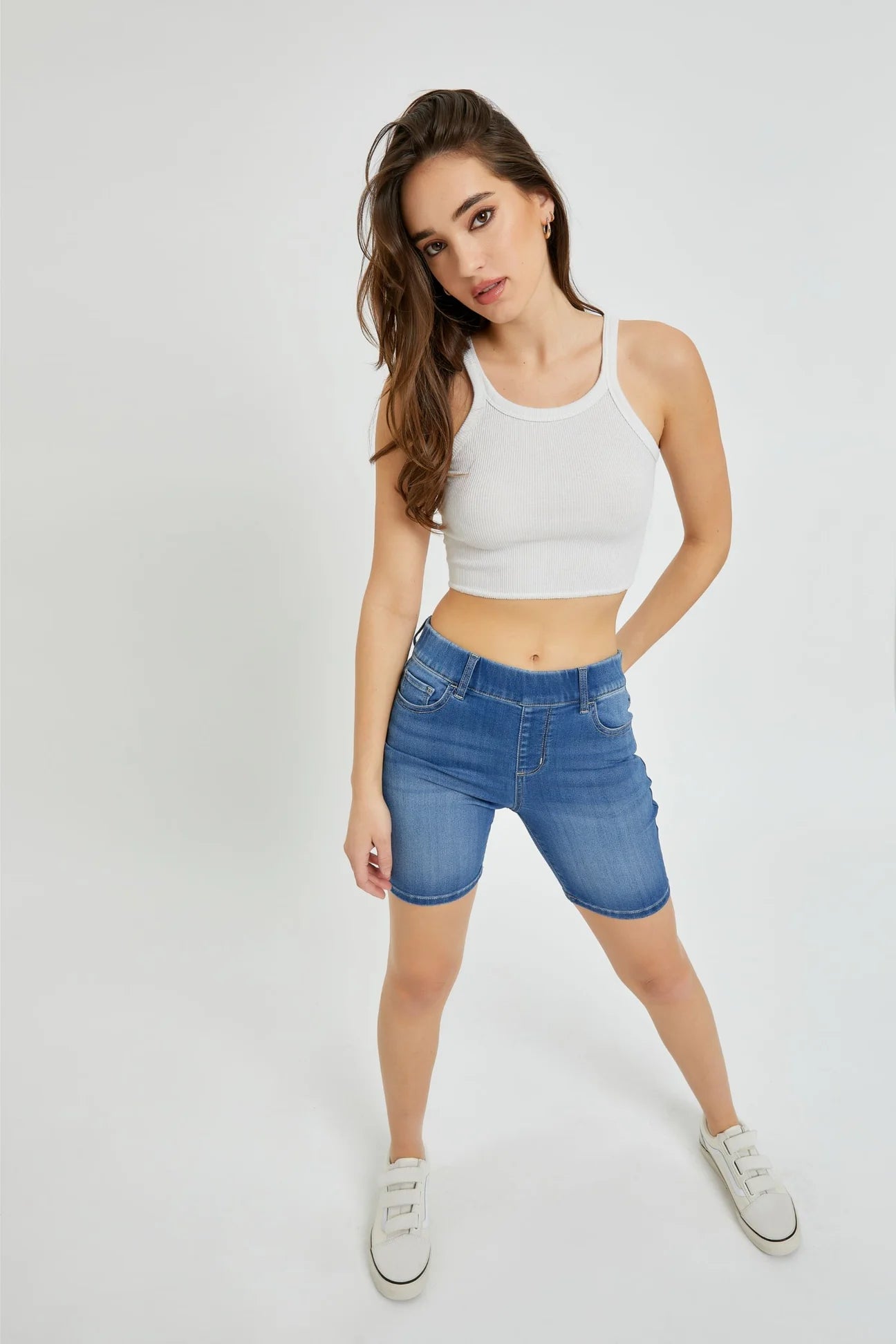 Pull on Denim Biker Short