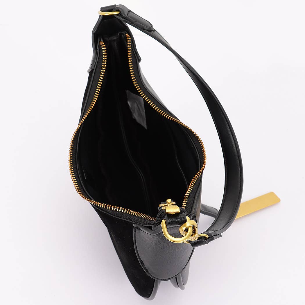 Faux Suede Leather Hobo Bag