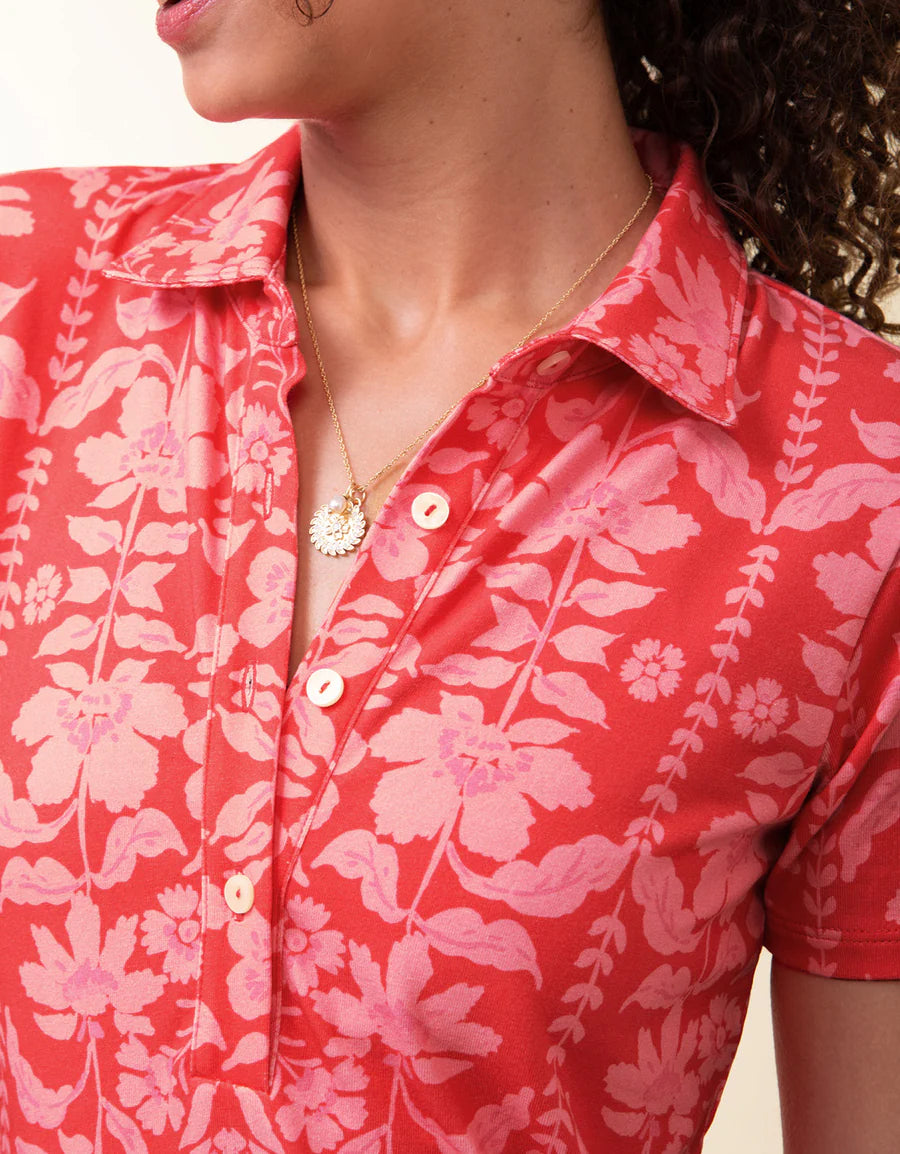 Joelle Polo Dress McAllister Floral Vine Pink