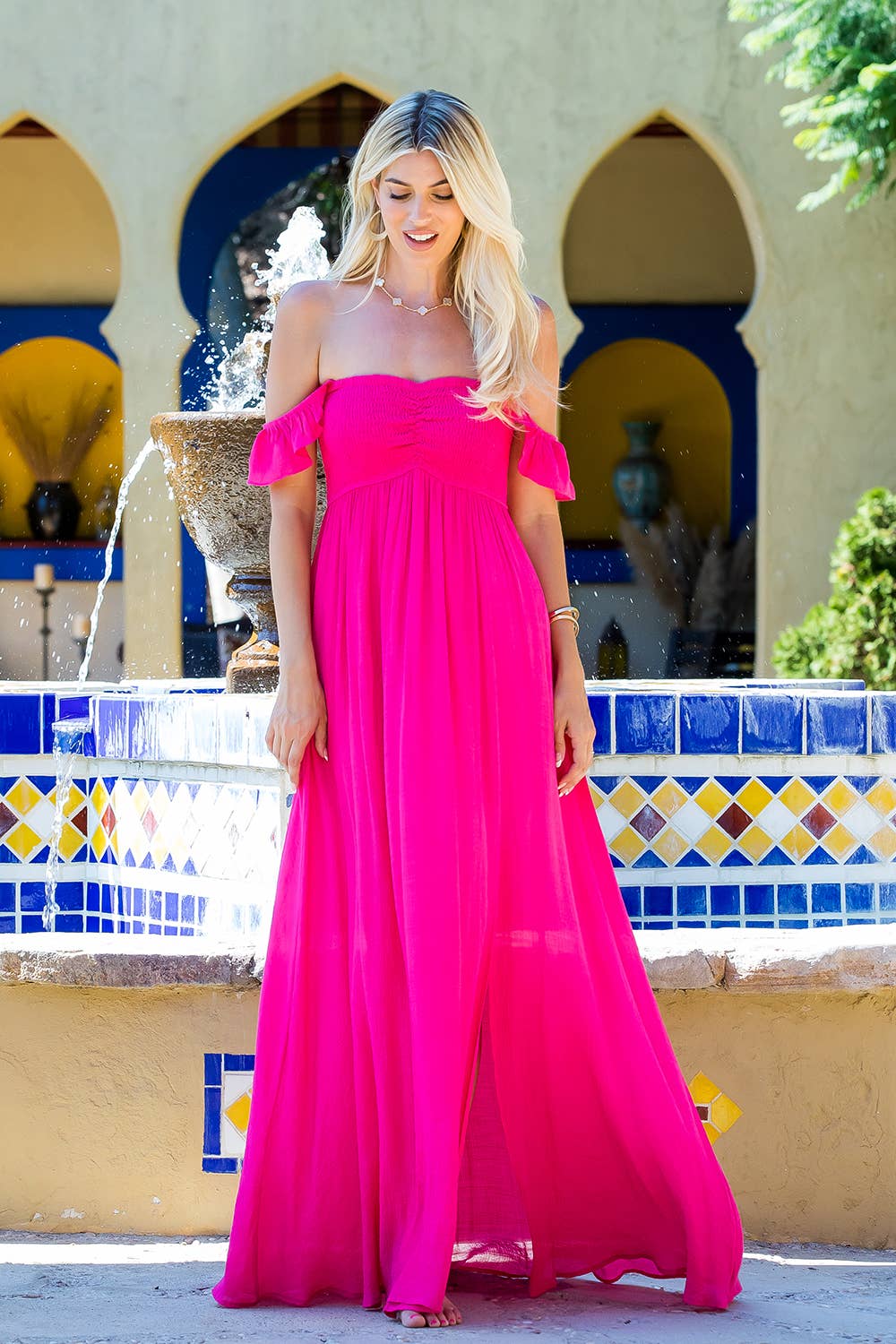 Ruffle Sleeve Smocked Maxi Dress