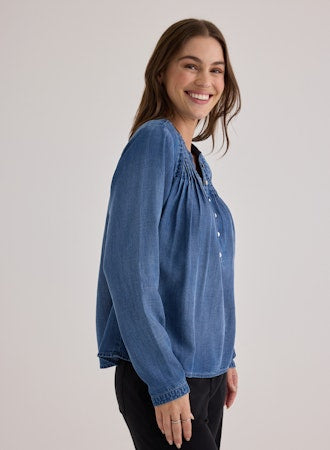 Long Sleeve Pin Tuck Pullover