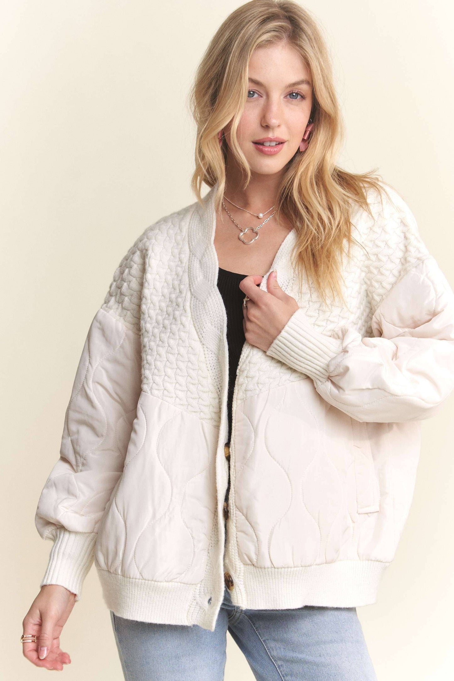 Button Down Quilted Cardigan