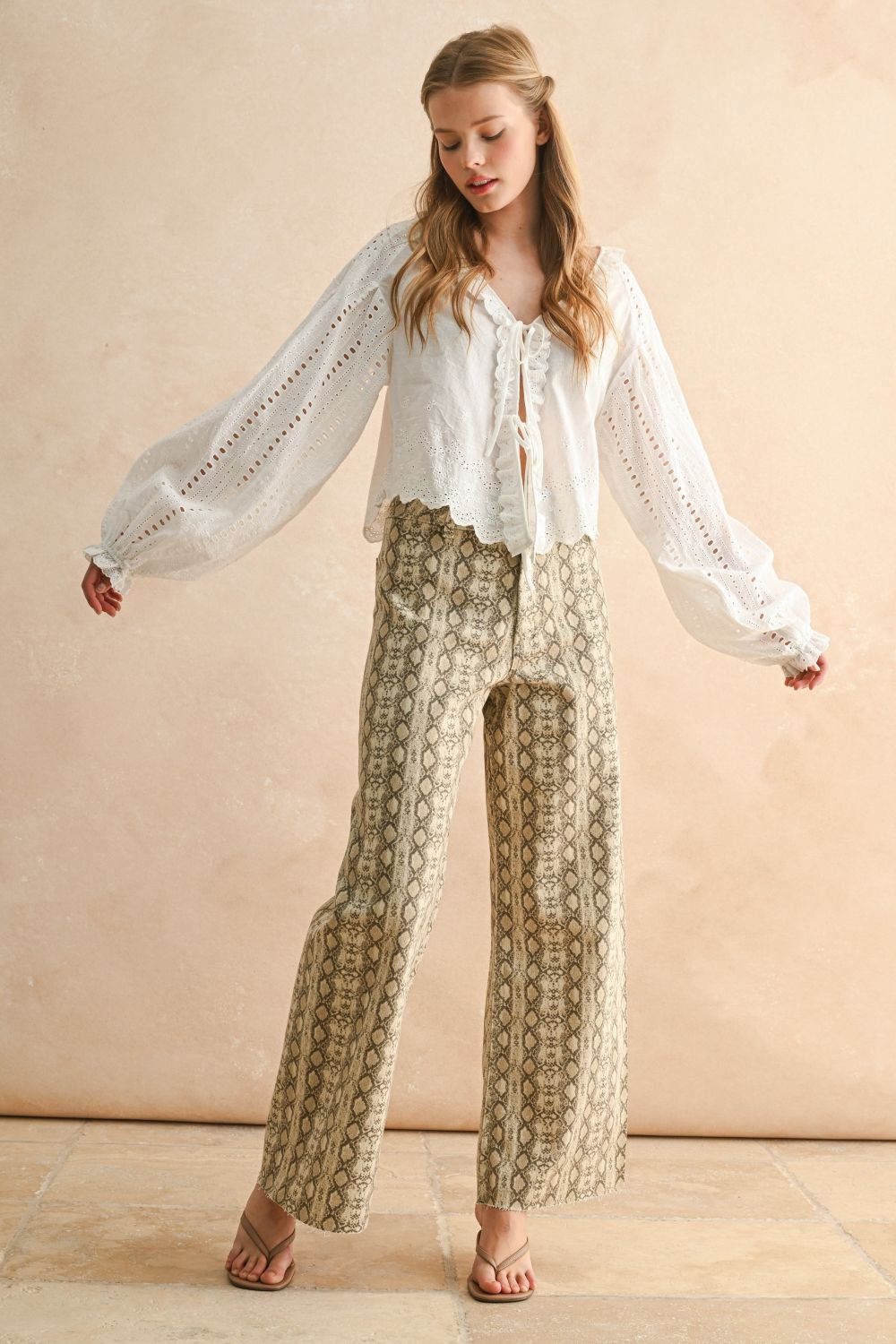Embroidery Detail Long Sleeve Blouse