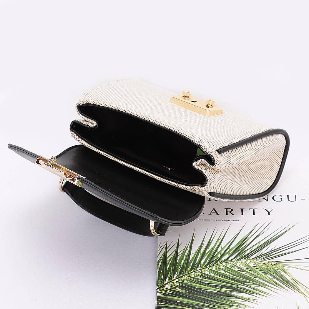 Canvas Top Handle Flap Bag