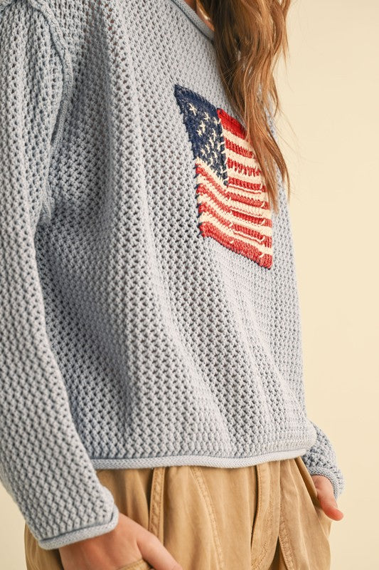 Flag Knitted Sweater Top