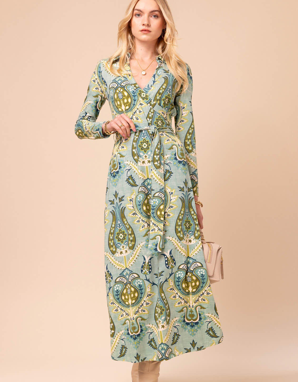 Iris Jersey Dress Mercer House Damask Sea Foam