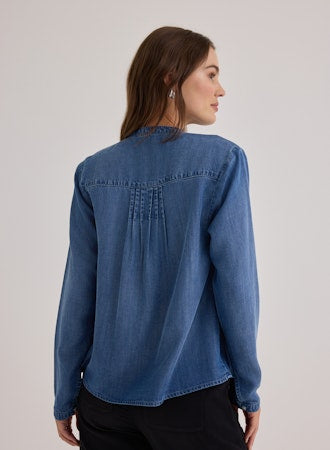 Long Sleeve Pin Tuck Pullover