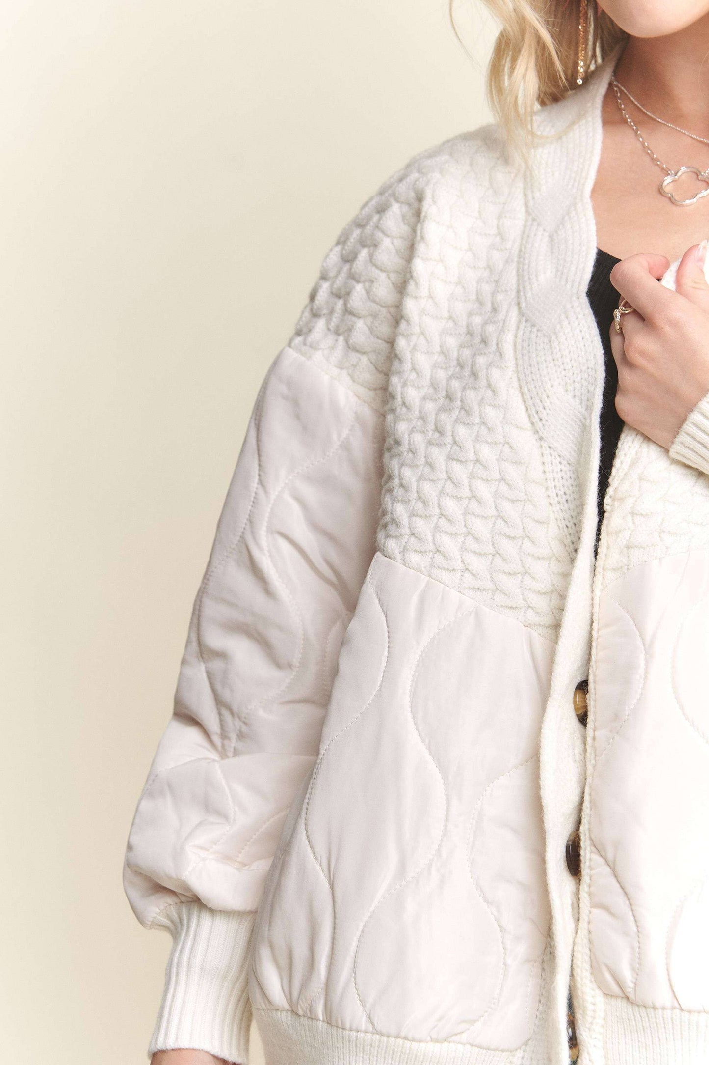 Button Down Quilted Cardigan