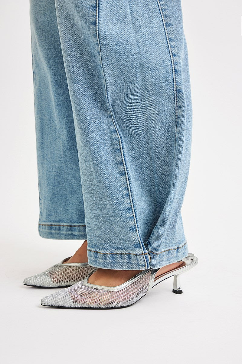 Mid Rise Fit Wide & Barrel Leg Snap Jeans