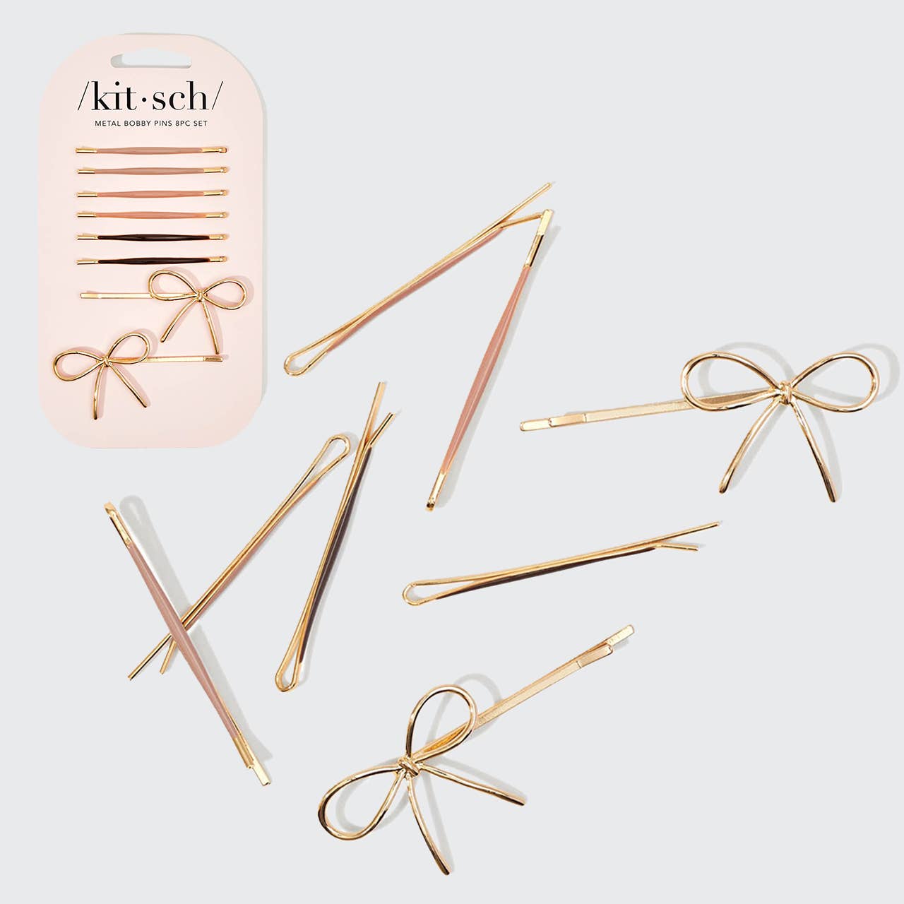Metal Enamel Cloud & Bow Bobby Pins 8pc-Rosewood