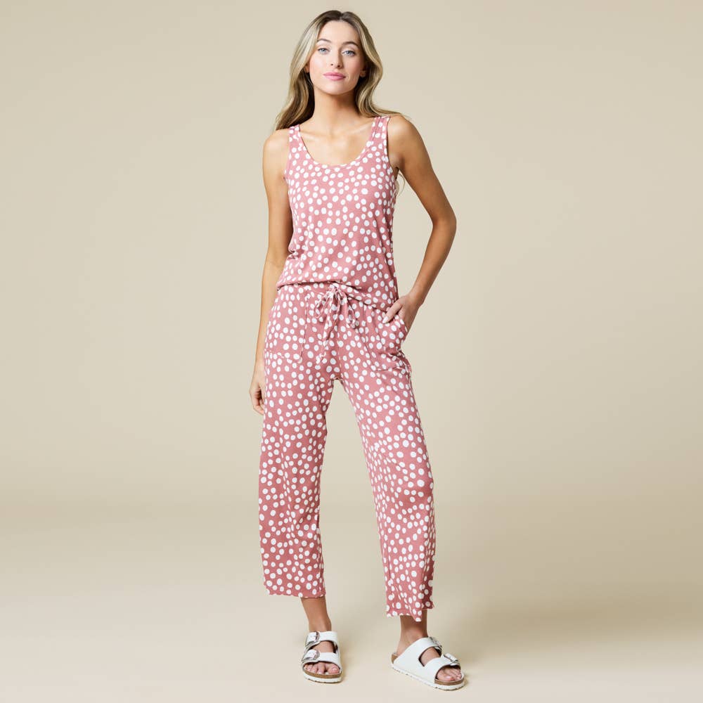 Sleep Soft Polka Print Scoop Tank Capri PJ Set