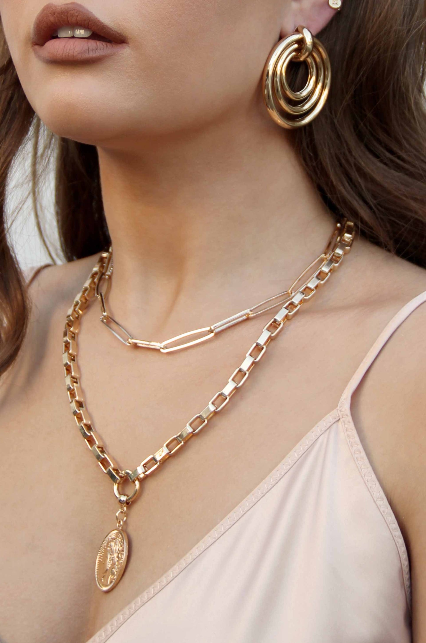 Sparkle in Links Chain Link Necklace 18K Gold Plated