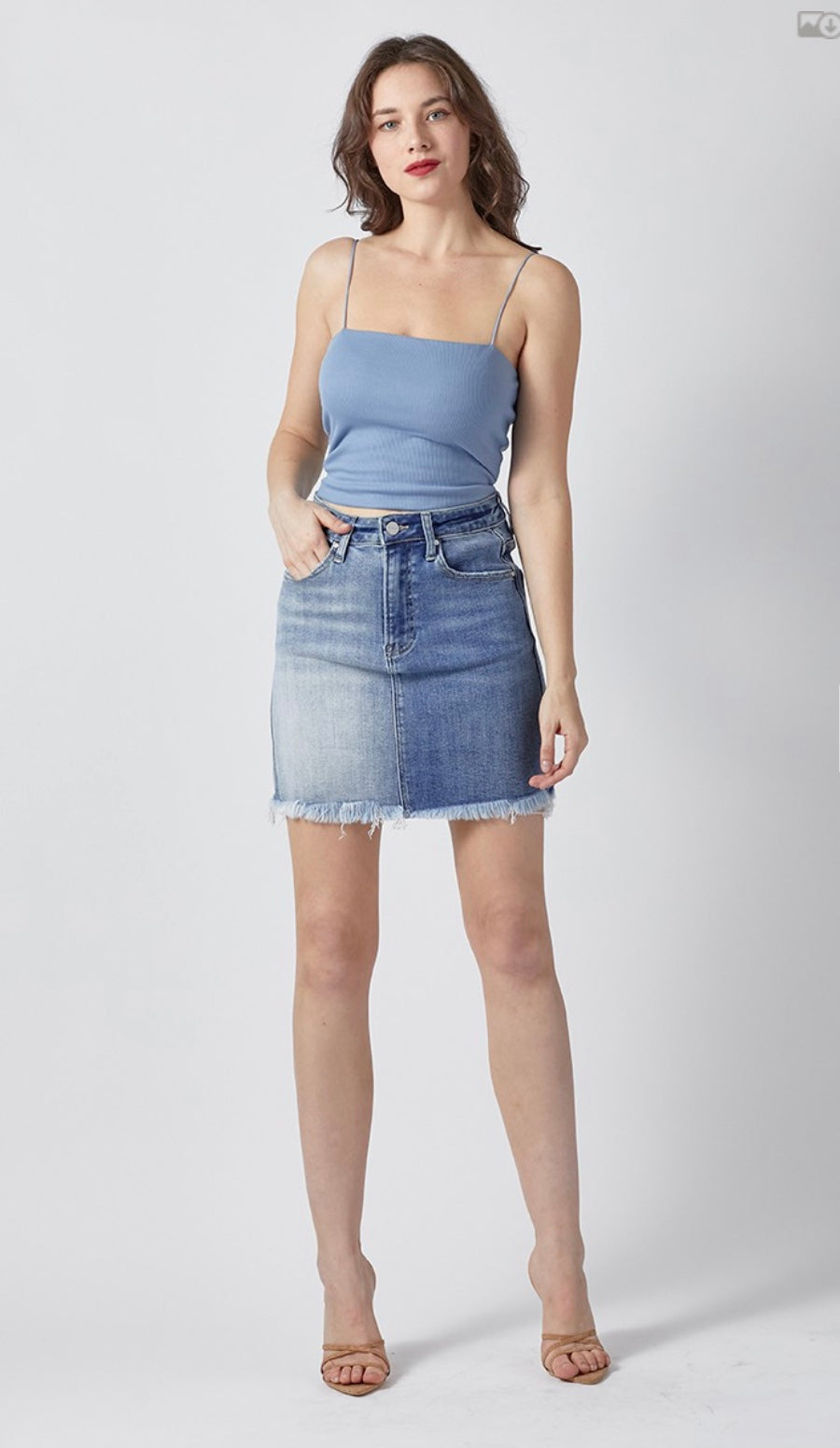 Two Tone Washed Mini Skirt