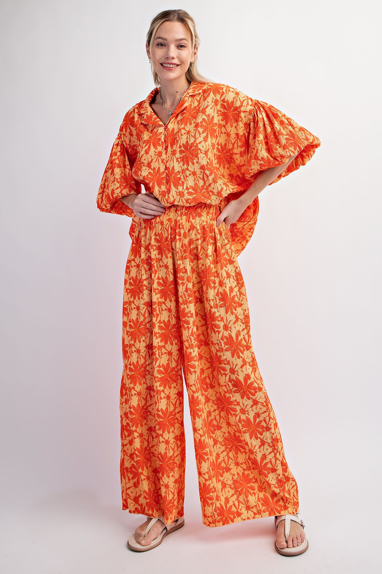 Printed Crinkle Woven Pants