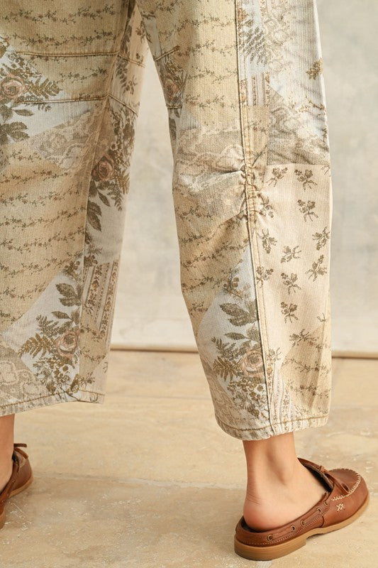 Multi Printed Barrel Pants