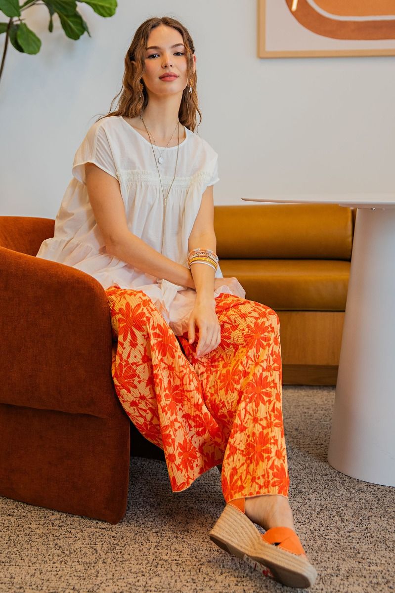 Printed Crinkle Woven Pants