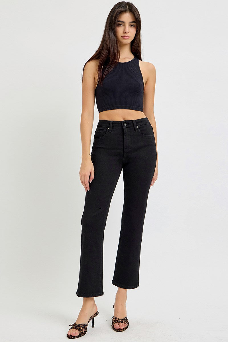 Tummy Control High Rise Crop Straight Jeans
