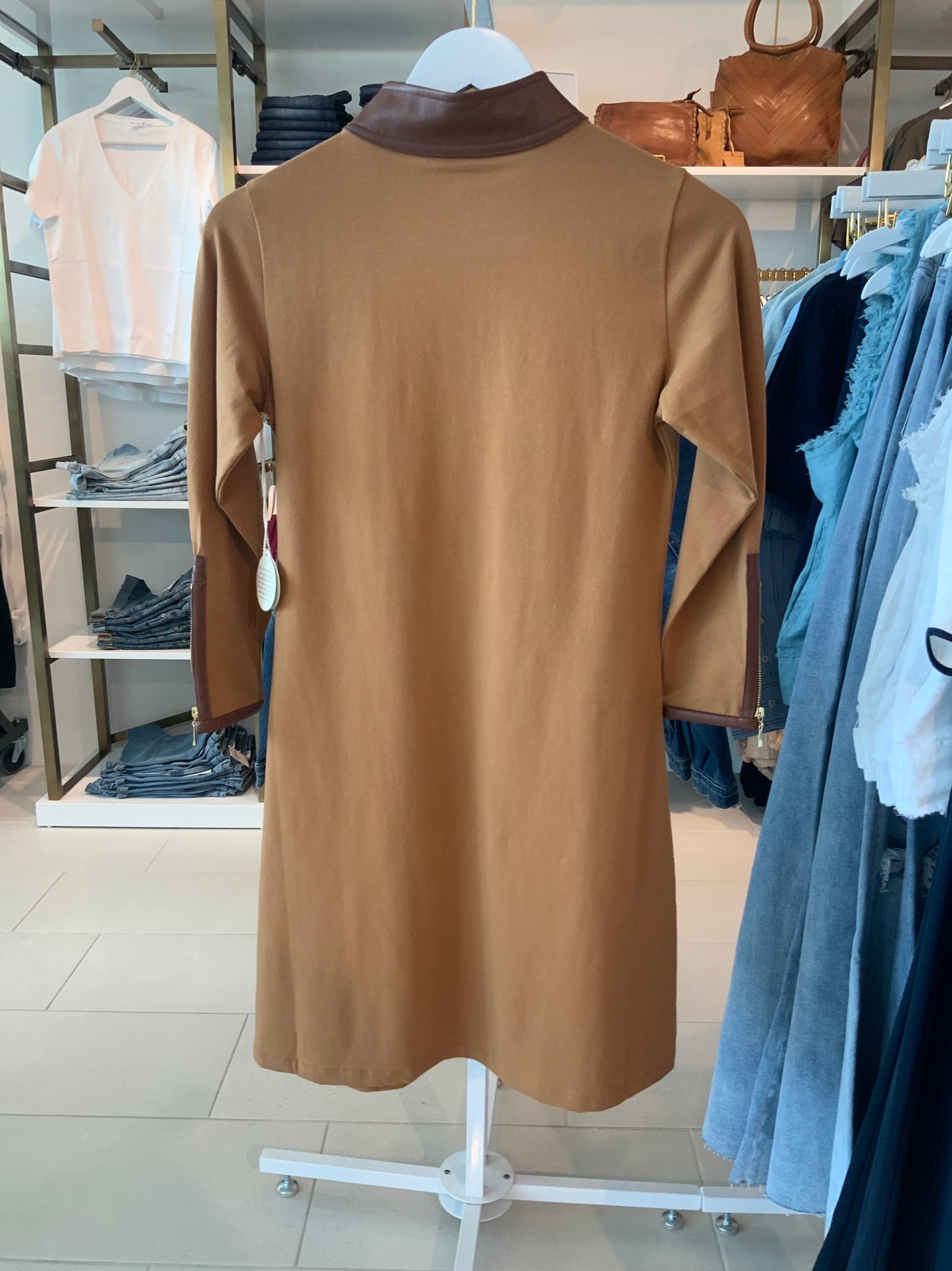 Nora Half Zip Dress With Vegan Leather
