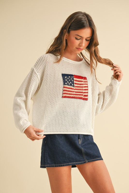 Flag Knitted Sweater Top
