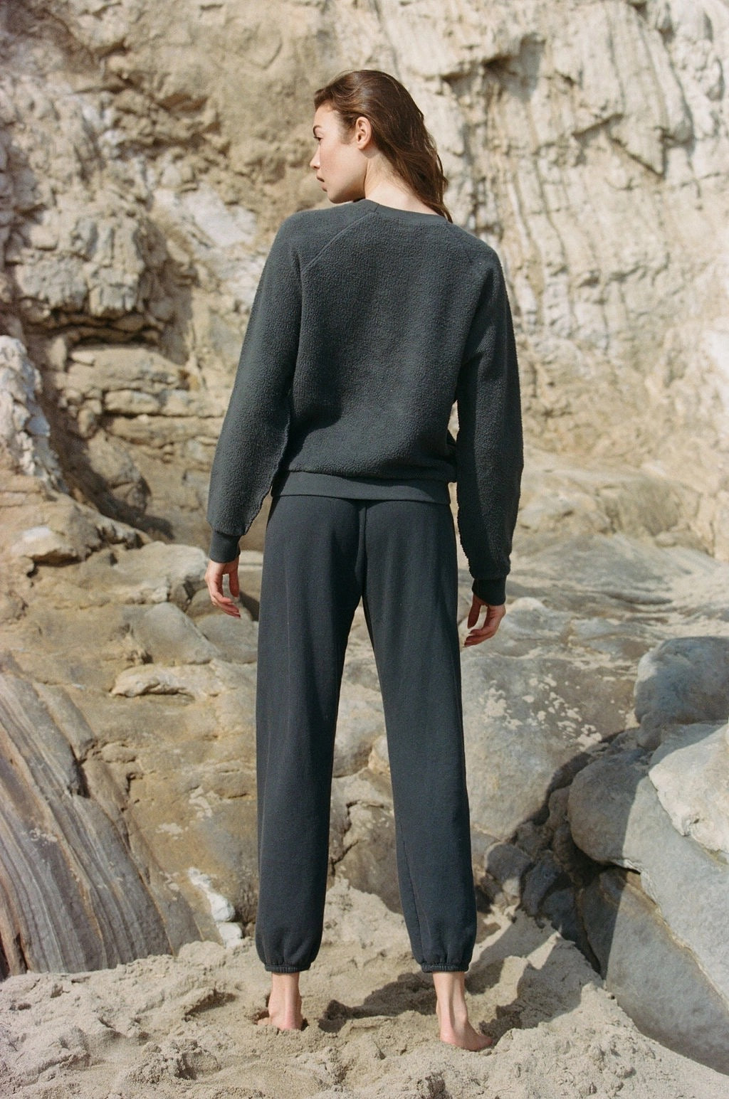Knit Cotton Upside Down Garment Washed Pullover