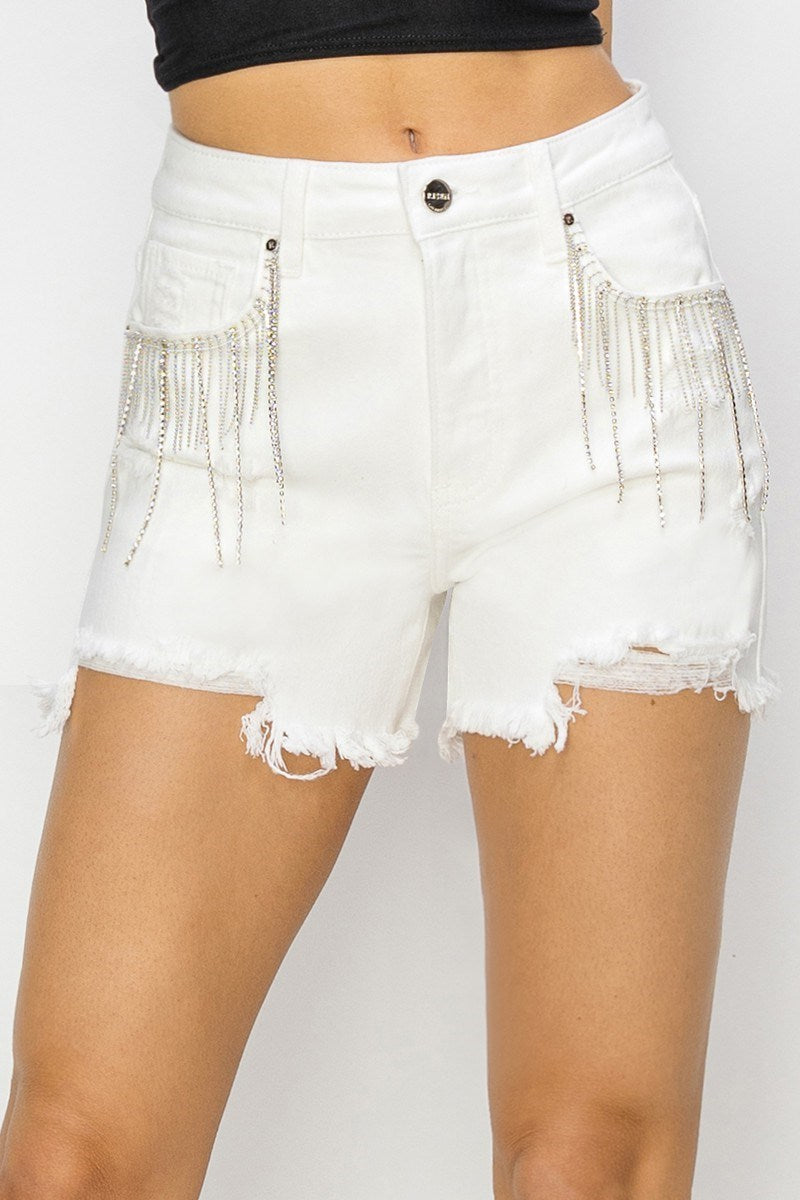 High-Rise Rhinestone Shorts