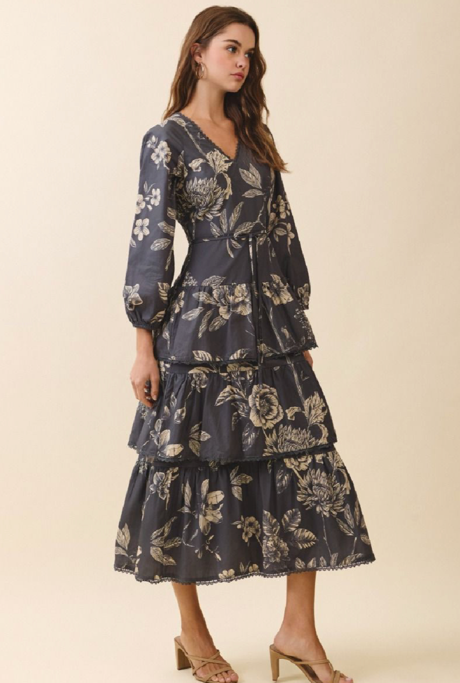 Floral Tiered Midi Dress