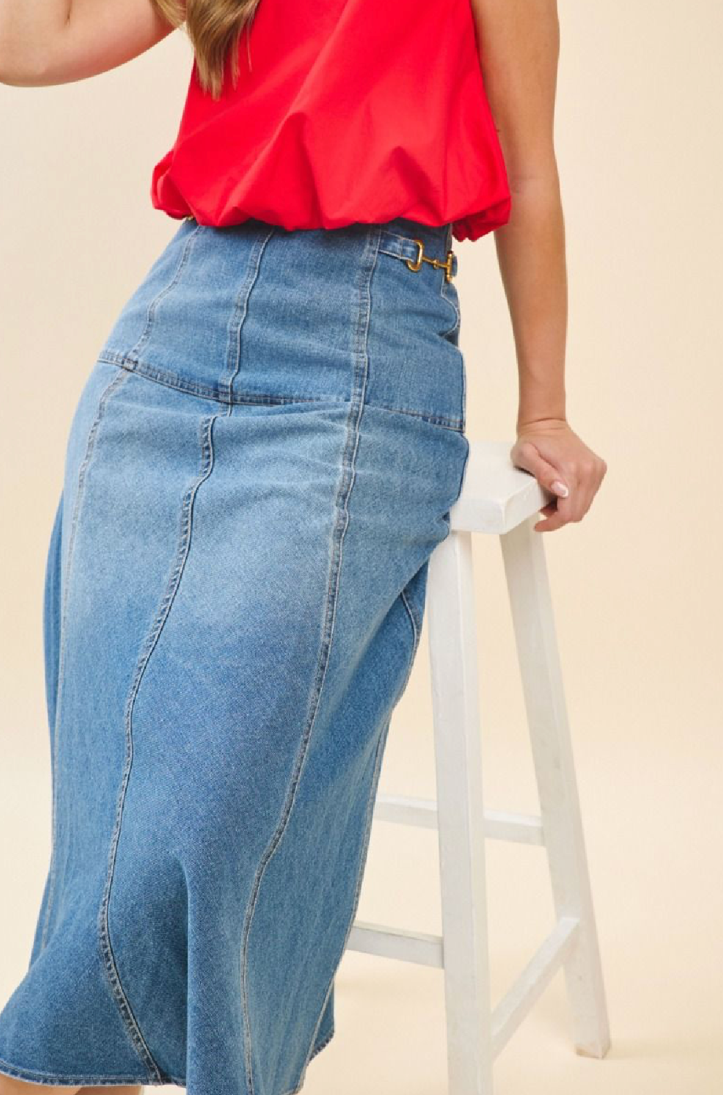 High Waisted Denim Skirt