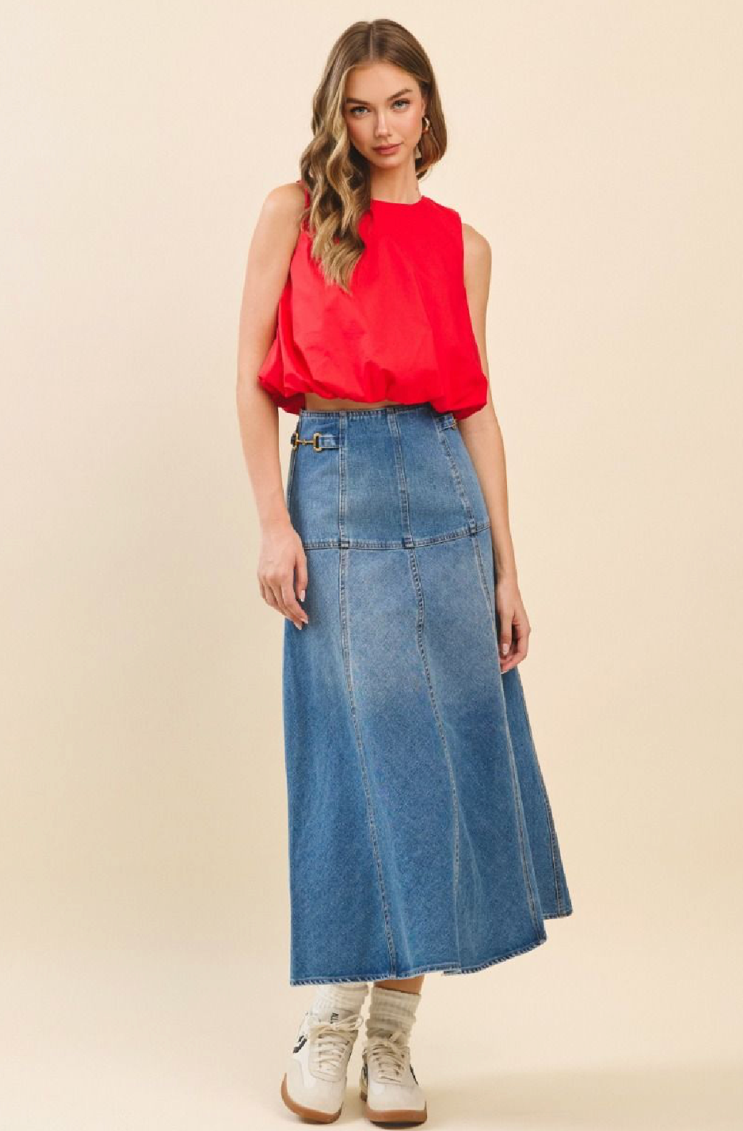 High Waisted Denim Skirt