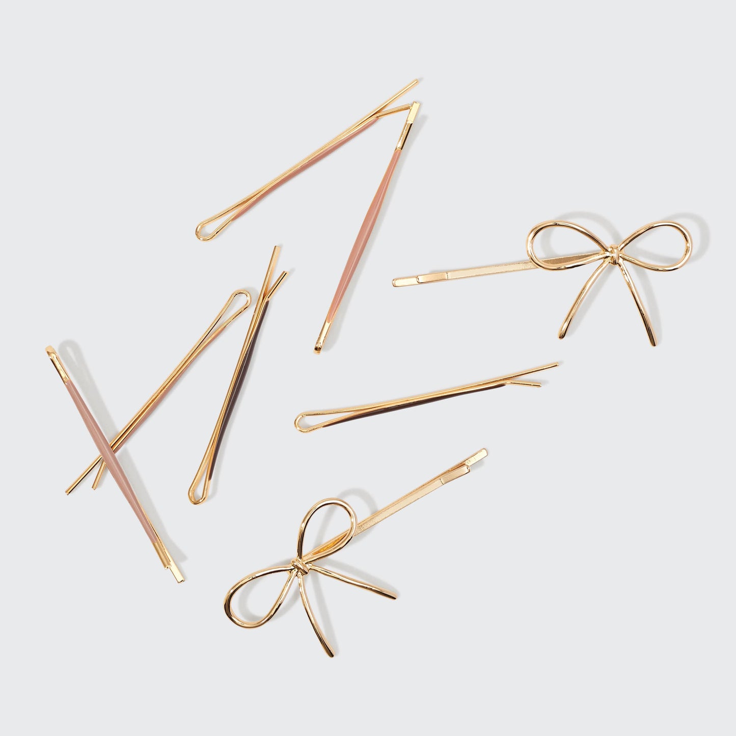 Metal Enamel Cloud & Bow Bobby Pins 8pc-Rosewood