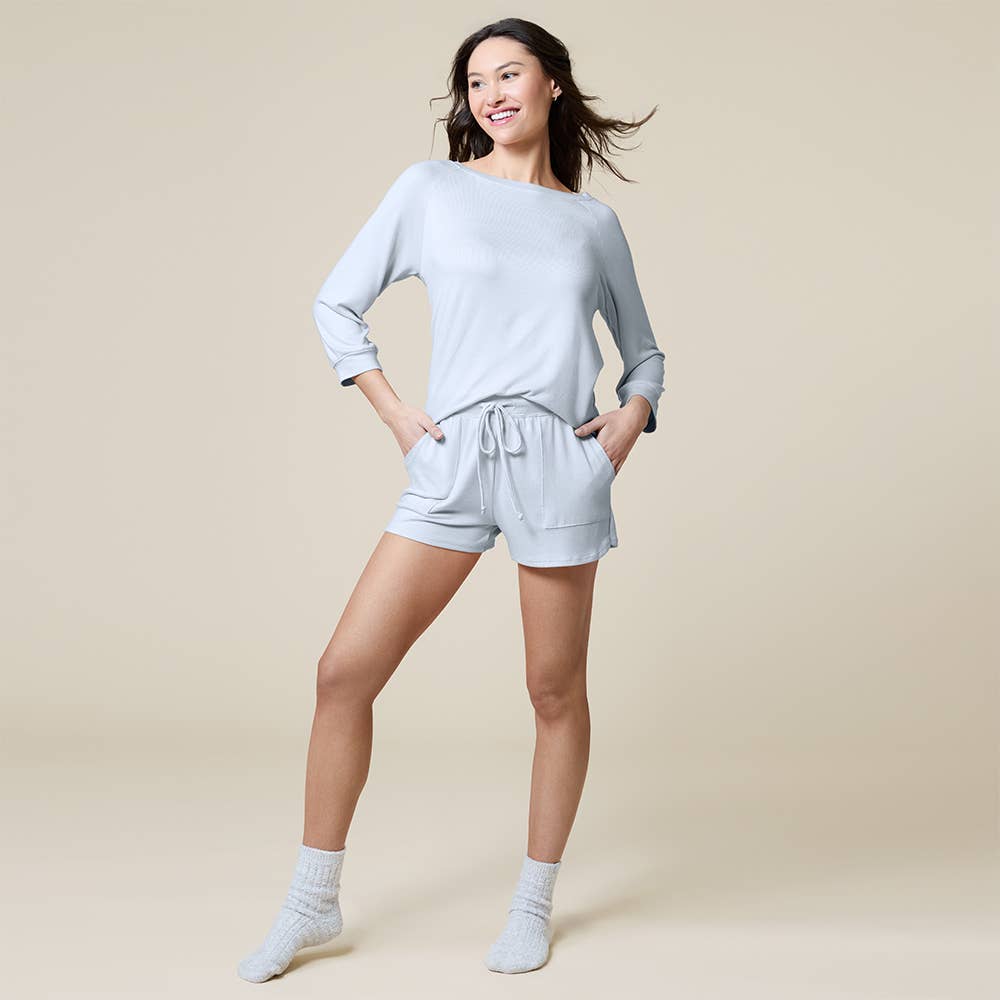 Dream 3/4 Sleeve Boat Neck Top and Short Set Lounge Set