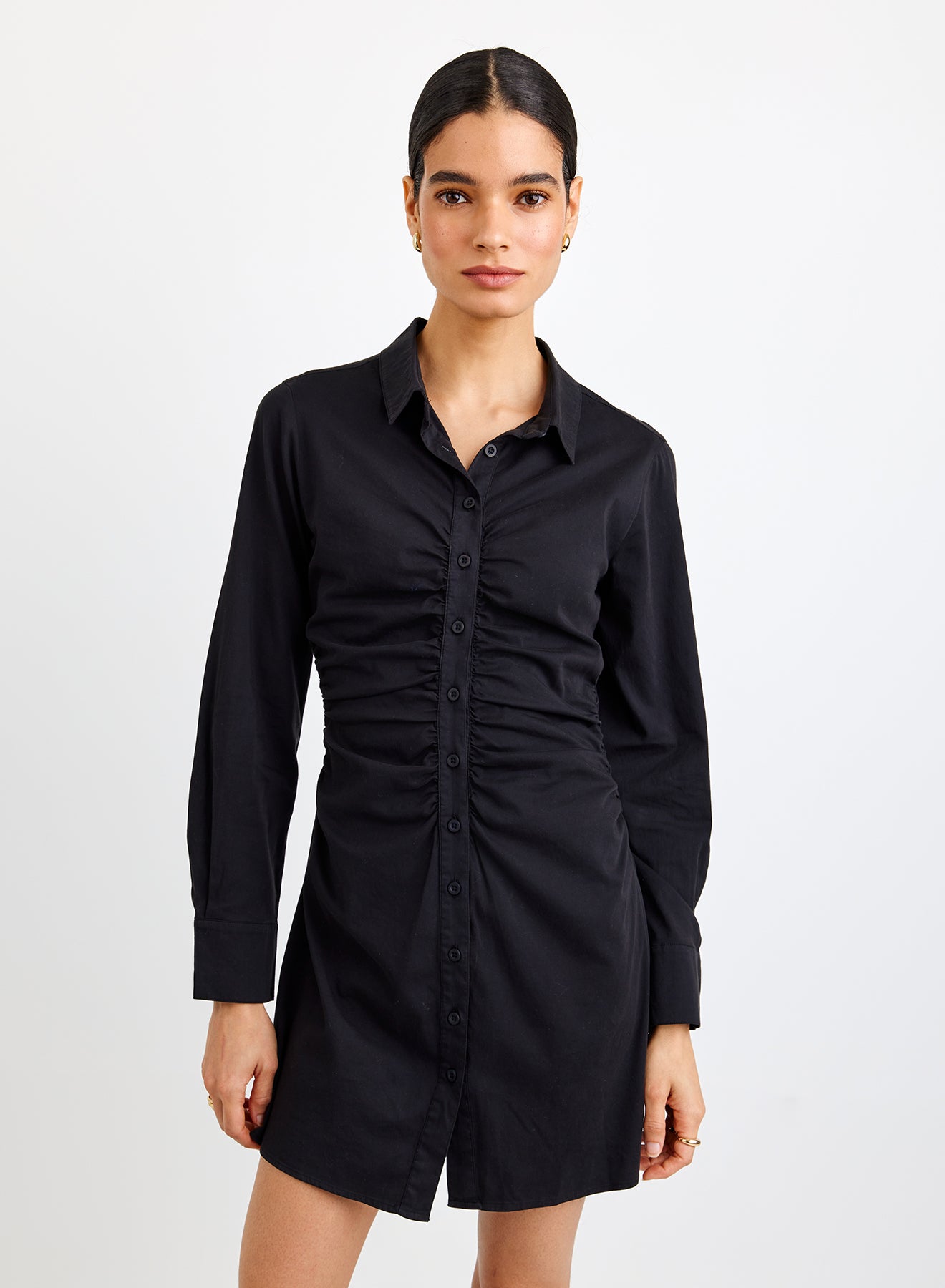 Bella Dahl Long Sleeve Shirred Shirt Dress