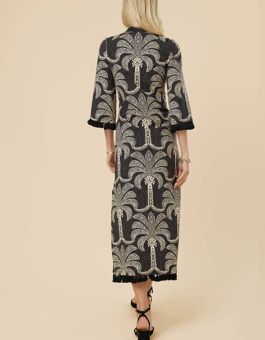 Breana Midi Dress Bridge Street Palms Black