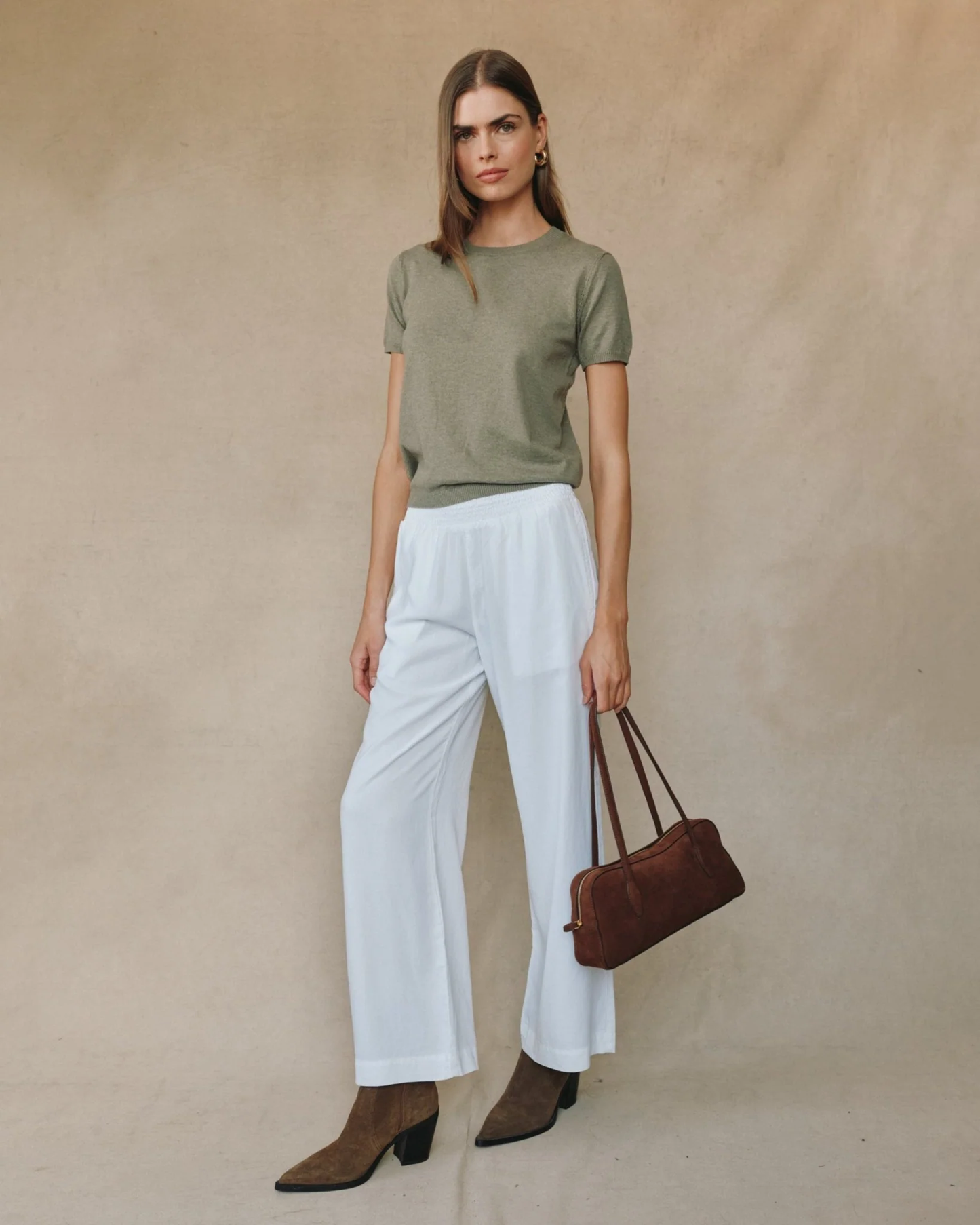 Short Sleeve Crew Neck Knit Top