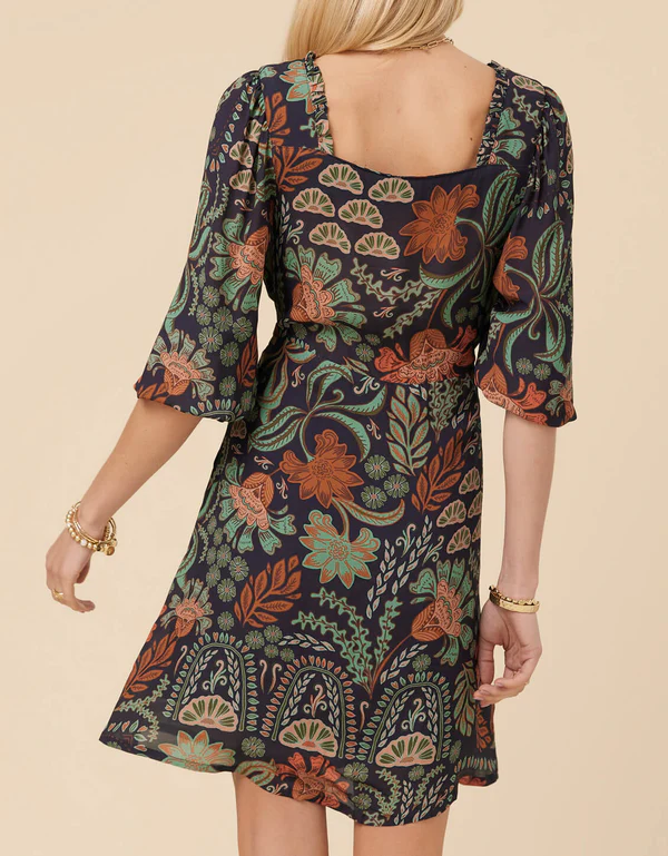 Lily Dress Serpentine Boho Folk Navy