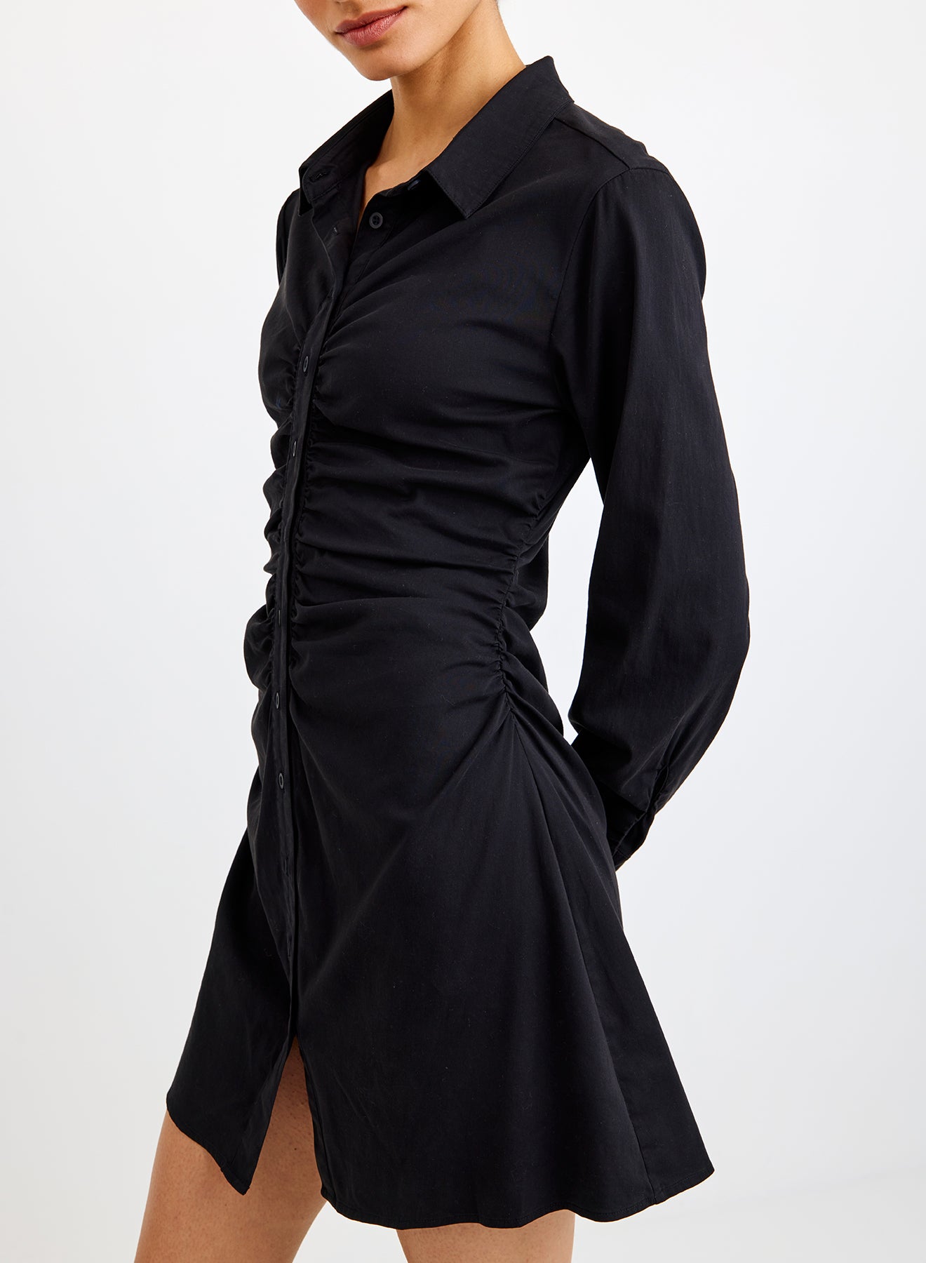 Bella Dahl Long Sleeve Shirred Shirt Dress