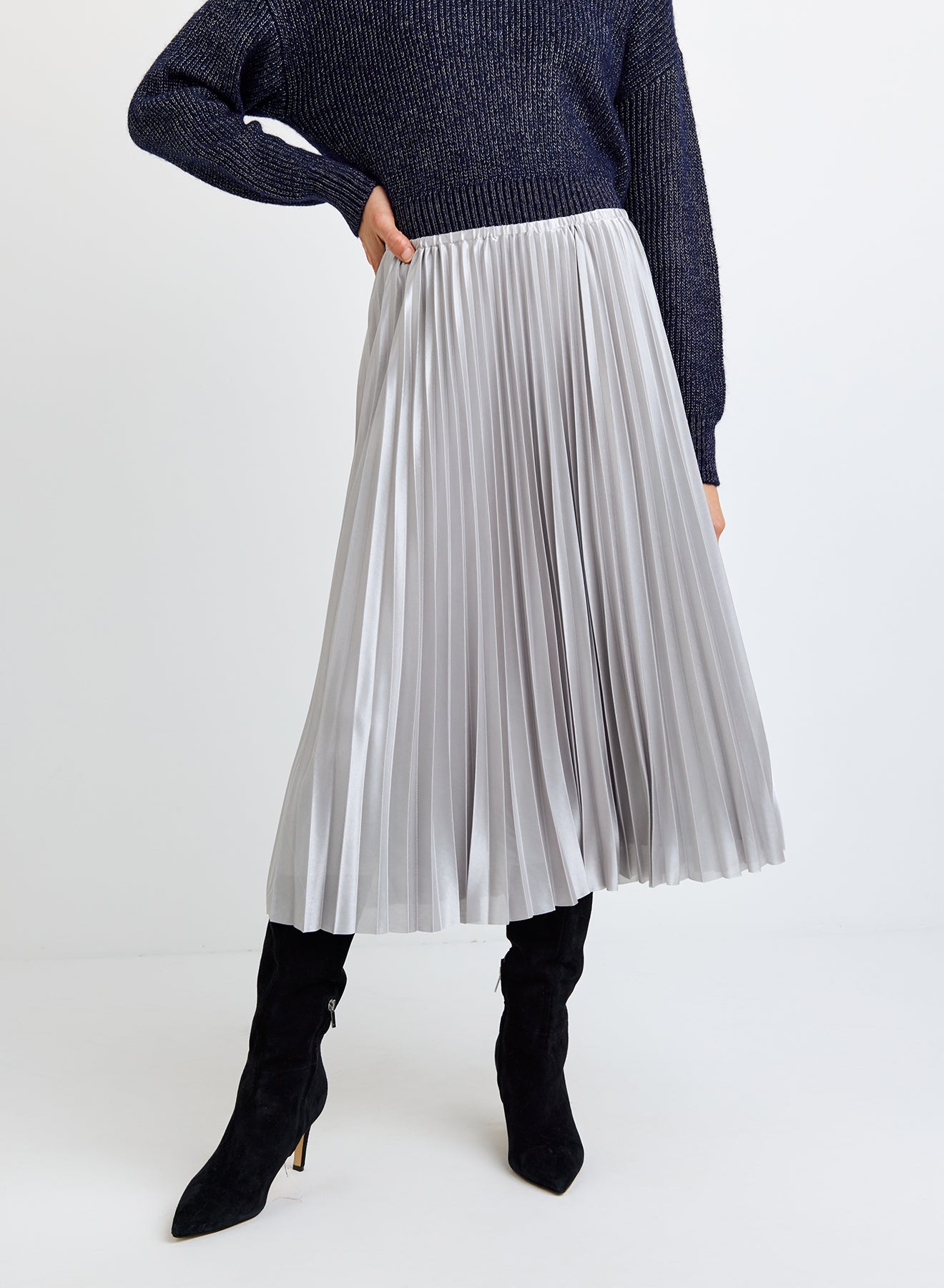Bella Dahl Pleated Skirt Silver Shimmer – Claiborne's Closet on Canal