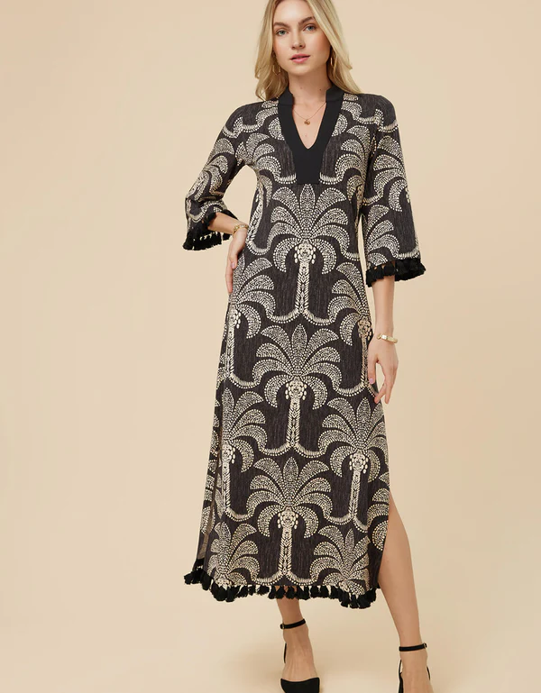Breana Midi Dress Bridge Street Palms Black