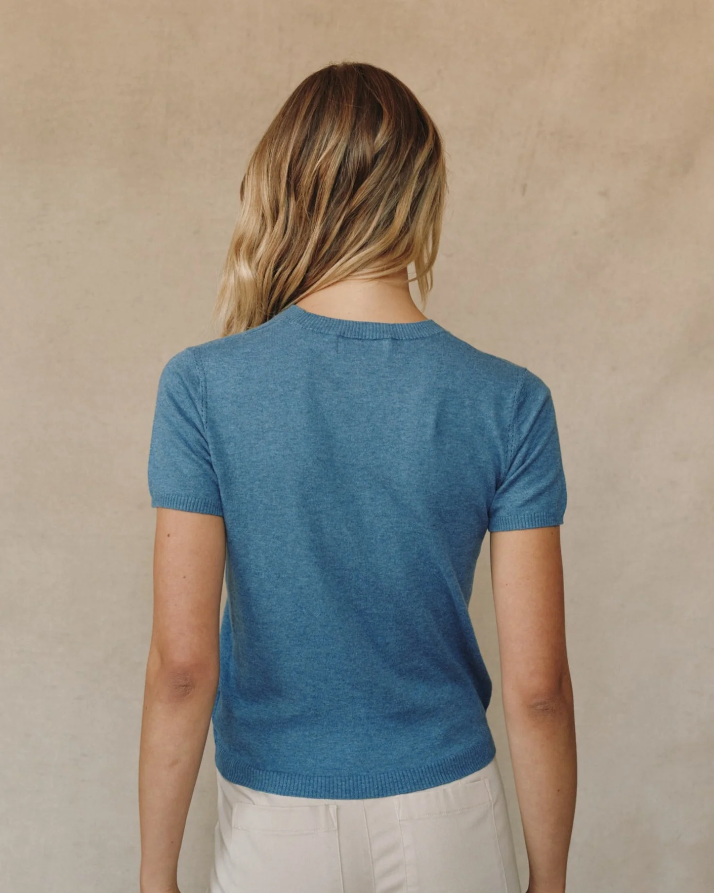 Short Sleeve Crew Neck Knit Top
