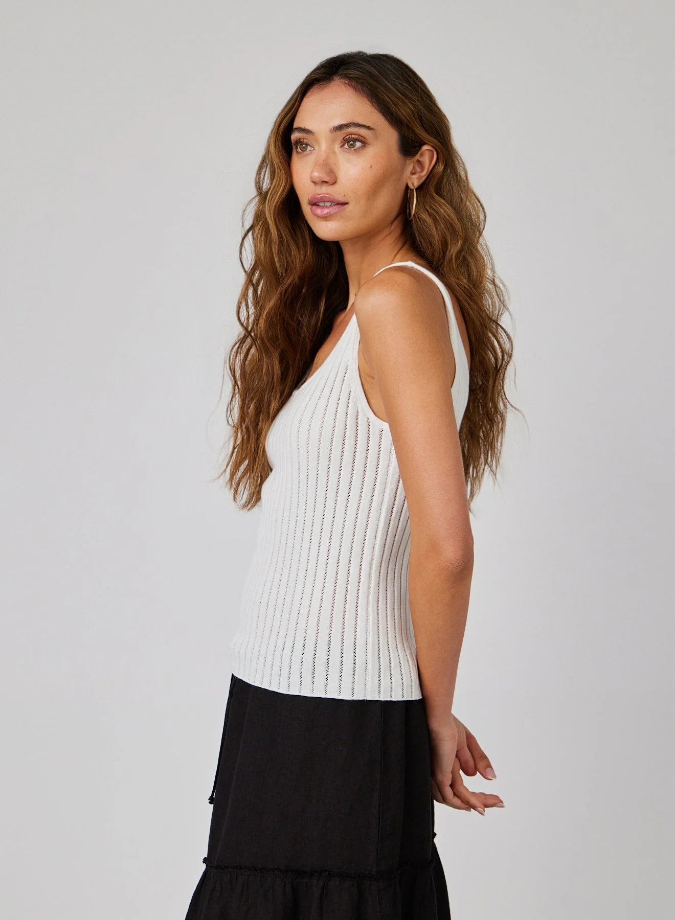 Open Knit Tank - White