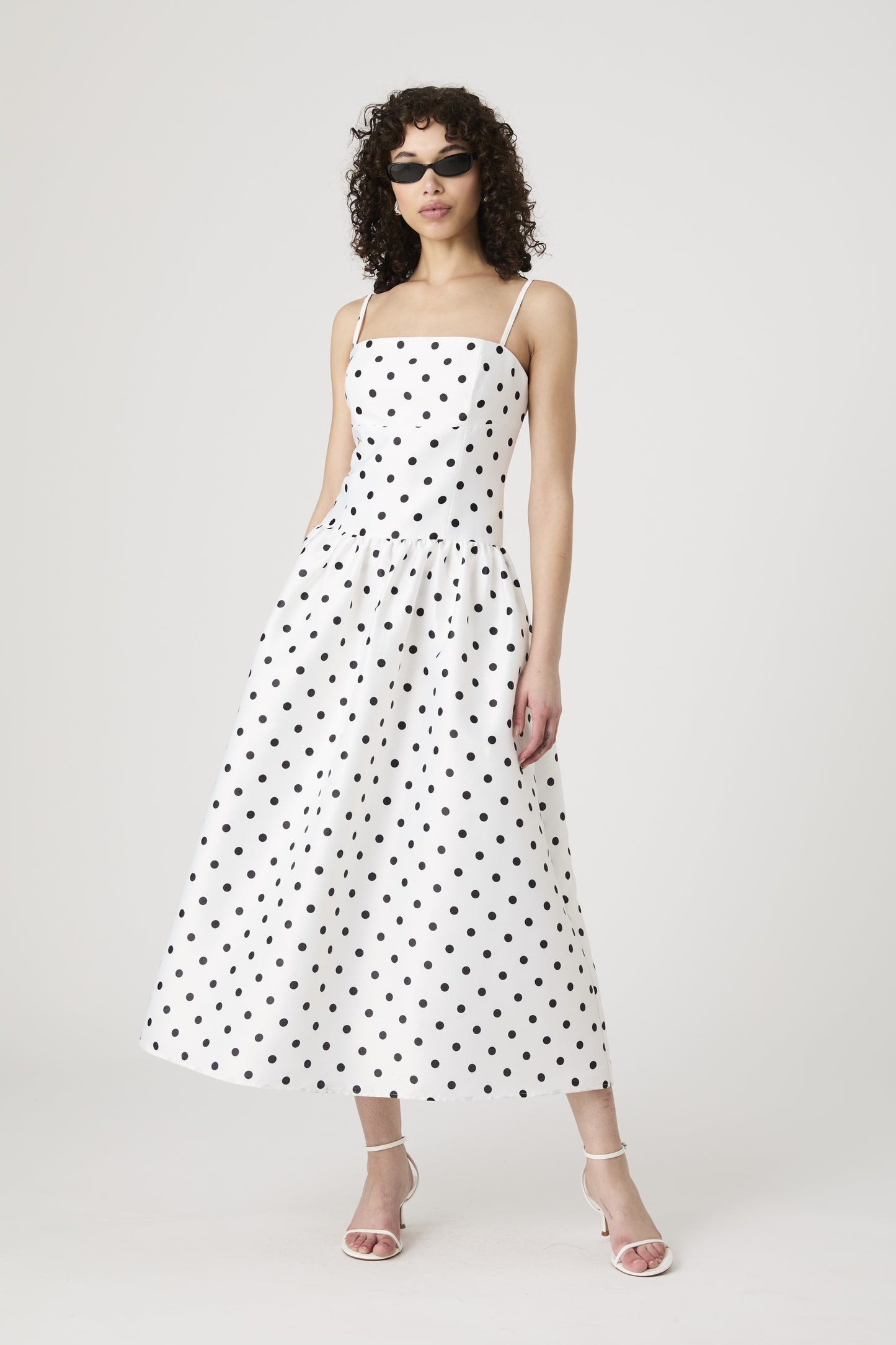 Strappy Polka Dot Midi Dress