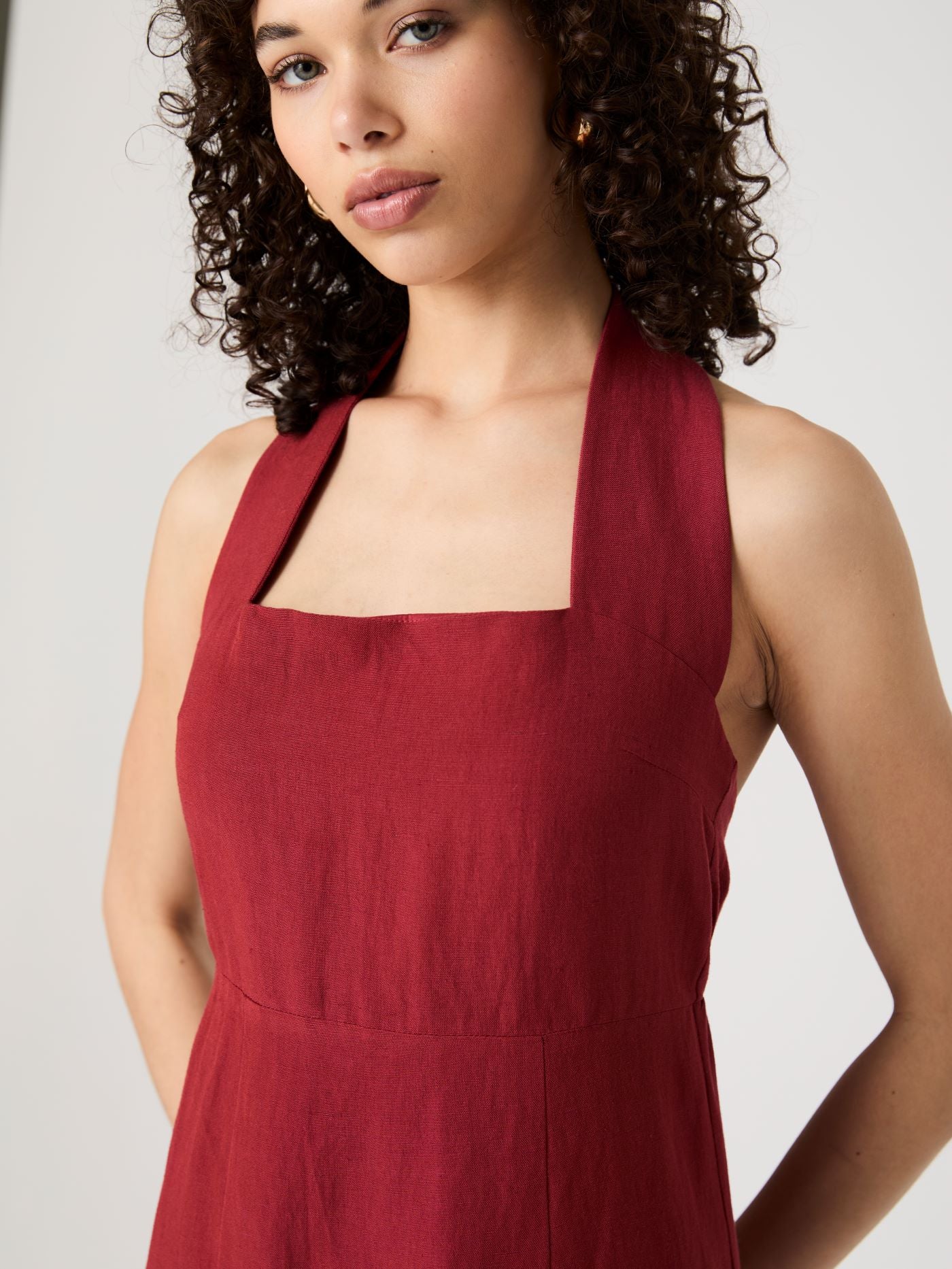 Birdie Linen Halter Dress