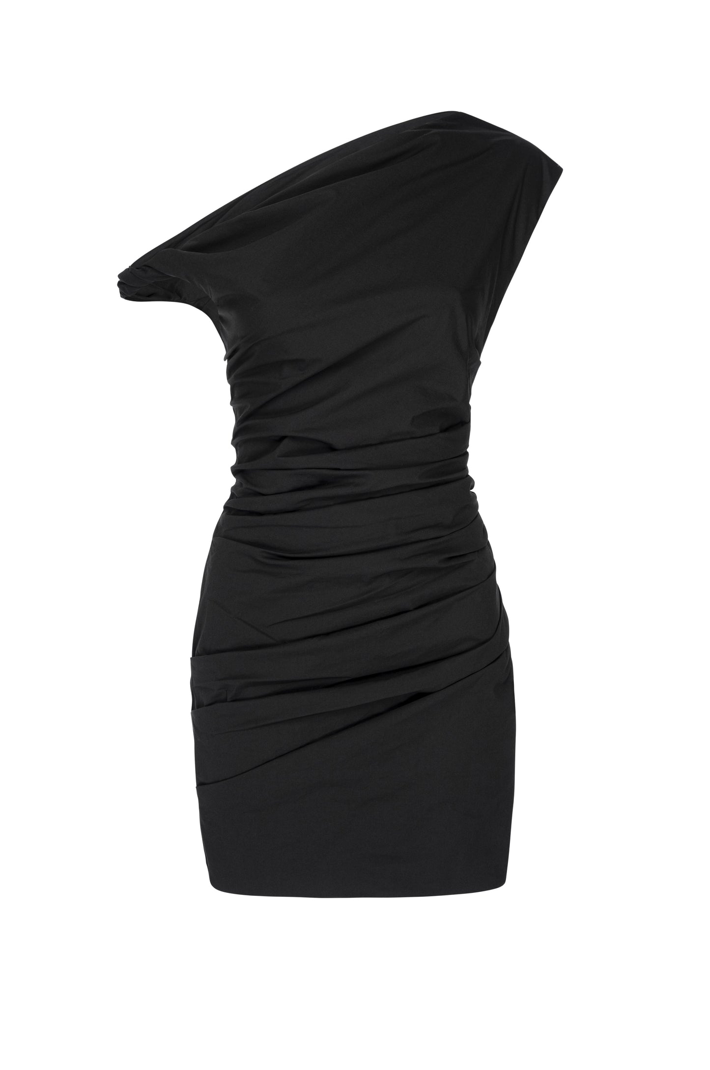 Poplin Ruched Off Shoulder Mini Dress