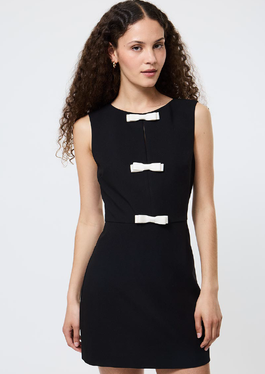 Azra Twill Short Sleeve Bow Mini Dress