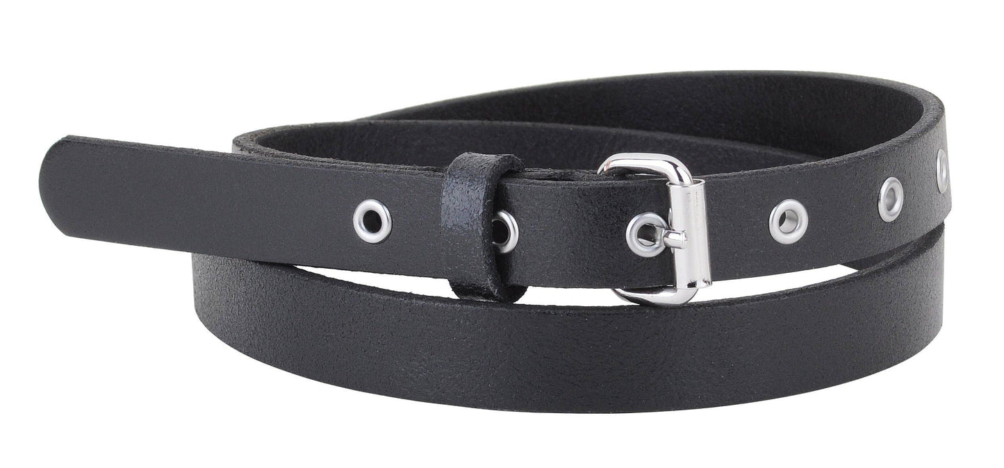 Classic Skinny Grommet Leather Belt