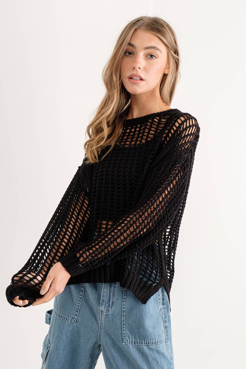 Reyna Fishnet Long Sleeve Sweater